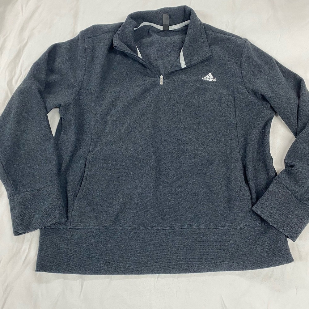 Adidas Golf Men's Large Quarter Zip Fleece Pullover Gray Long Sleeve Athletic